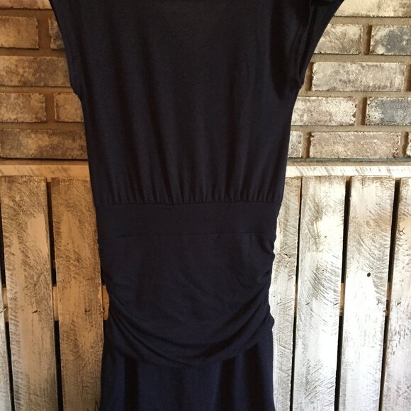 Navy Blue Dress with Ruching - Picture 3 of 7